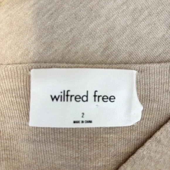 Aritzia Wilfred Free Souvenir Sweater Heather Taupe V Neck 3/4 Sleeve Oversized - Picture 10 of 15